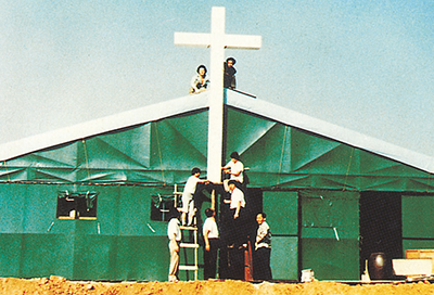 Pitch a tent church and move to the new church site
